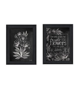 Set Of Two Vintage Flowers in Bloom Black Framed Print Wall Art - Homeroots - Flyclothing LLC