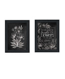 Set Of Two Vintage Flowers in Bloom Black Framed Print Wall Art - Homeroots - Flyclothing LLC