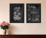 Set Of Two Vintage Flowers in Bloom Black Framed Print Wall Art - Homeroots - Flyclothing LLC