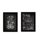 Set Of Two Vintage Flowers in Bloom Black Framed Print Wall Art - Homeroots - Flyclothing LLC