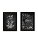Set Of Two Vintage Flowers in Bloom Black Framed Print Wall Art - Homeroots - Flyclothing LLC