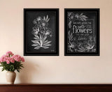 Set Of Two Vintage Flowers in Bloom Black Framed Print Wall Art - Homeroots - Flyclothing LLC