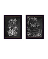 Set Of Two Vintage Flowers in Bloom Black Framed Print Wall Art - Homeroots - Flyclothing LLC