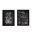 Set Of Two Vintage Flowers in Bloom Black Framed Print Wall Art - Homeroots - Flyclothing LLC