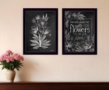 Set Of Two Vintage Flowers in Bloom Black Framed Print Wall Art - Homeroots - Flyclothing LLC