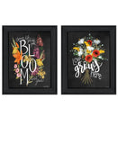 Set Of Two Love Grows Here Black Framed Print Wall Art - Homeroots