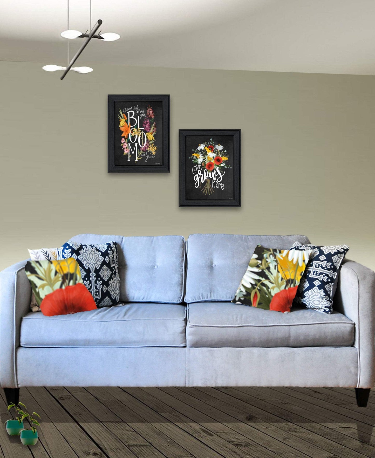 Set Of Two Love Grows Here Black Framed Print Wall Art - Homeroots - Flyclothing LLC