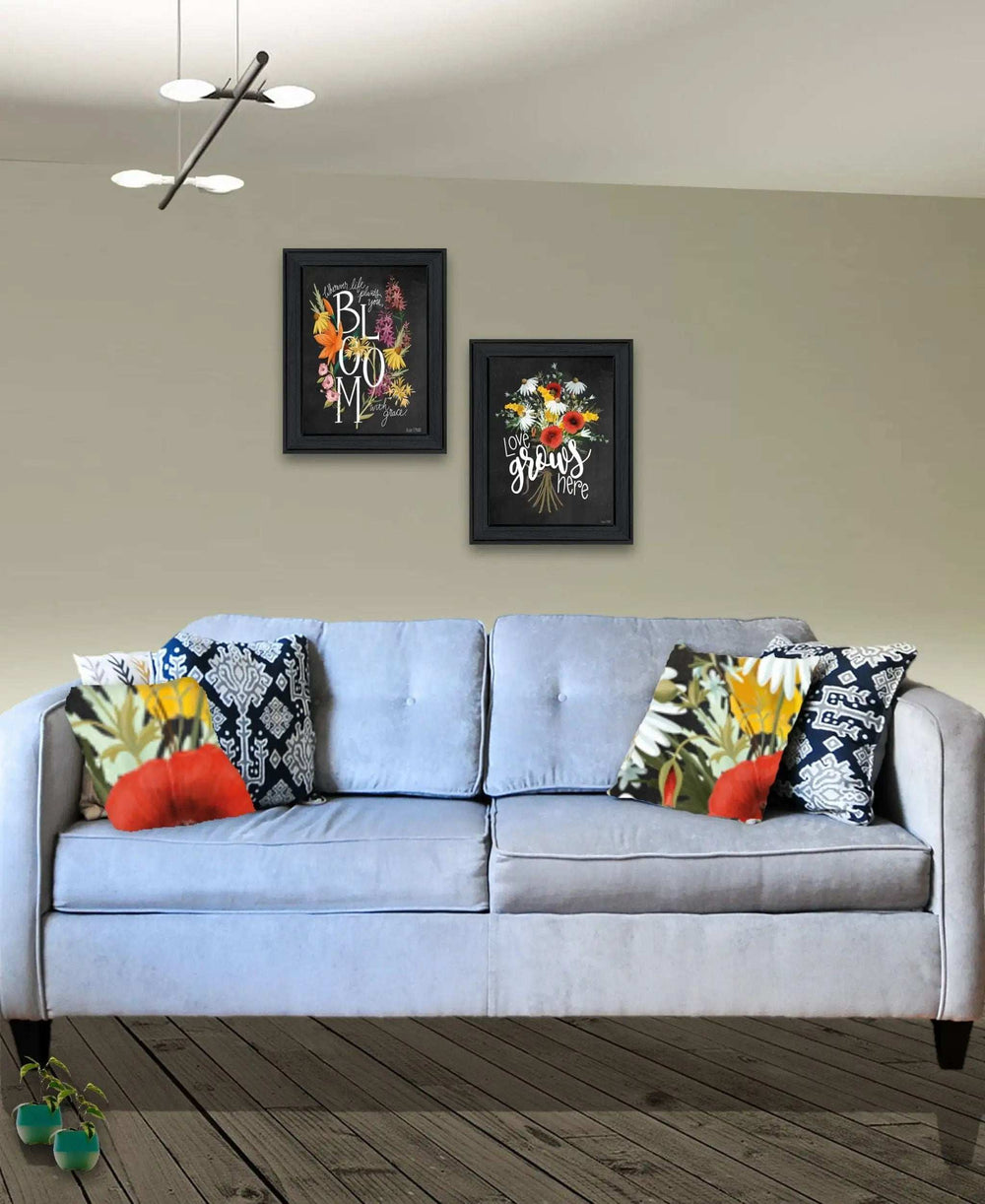Set Of Two Love Grows Here Black Framed Print Wall Art - Homeroots - Flyclothing LLC