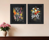 Set Of Two Love Grows Here Black Framed Print Wall Art - Homeroots