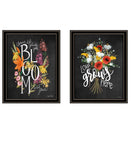 Set Of Two Love Grows Here Black Framed Print Wall Art - Homeroots