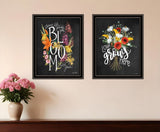 Set Of Two Love Grows Here Black Framed Print Wall Art - Homeroots