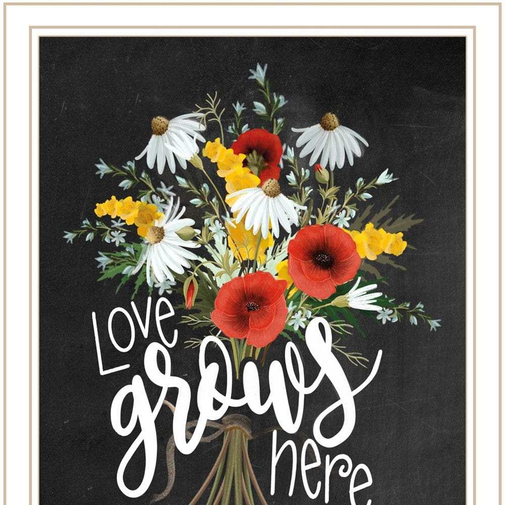 Set Of Two Love Grows Here White Framed Print Wall Art - Homeroots - Flyclothing LLC