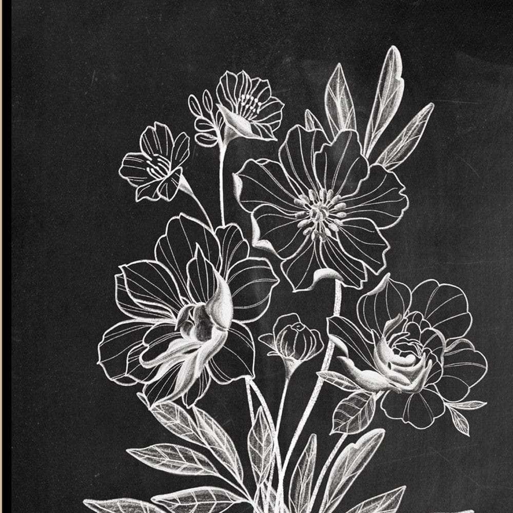 Set Of Two Vintage Chalkboard Blooms Black Framed Print Wall Art - Homeroots - Flyclothing LLC