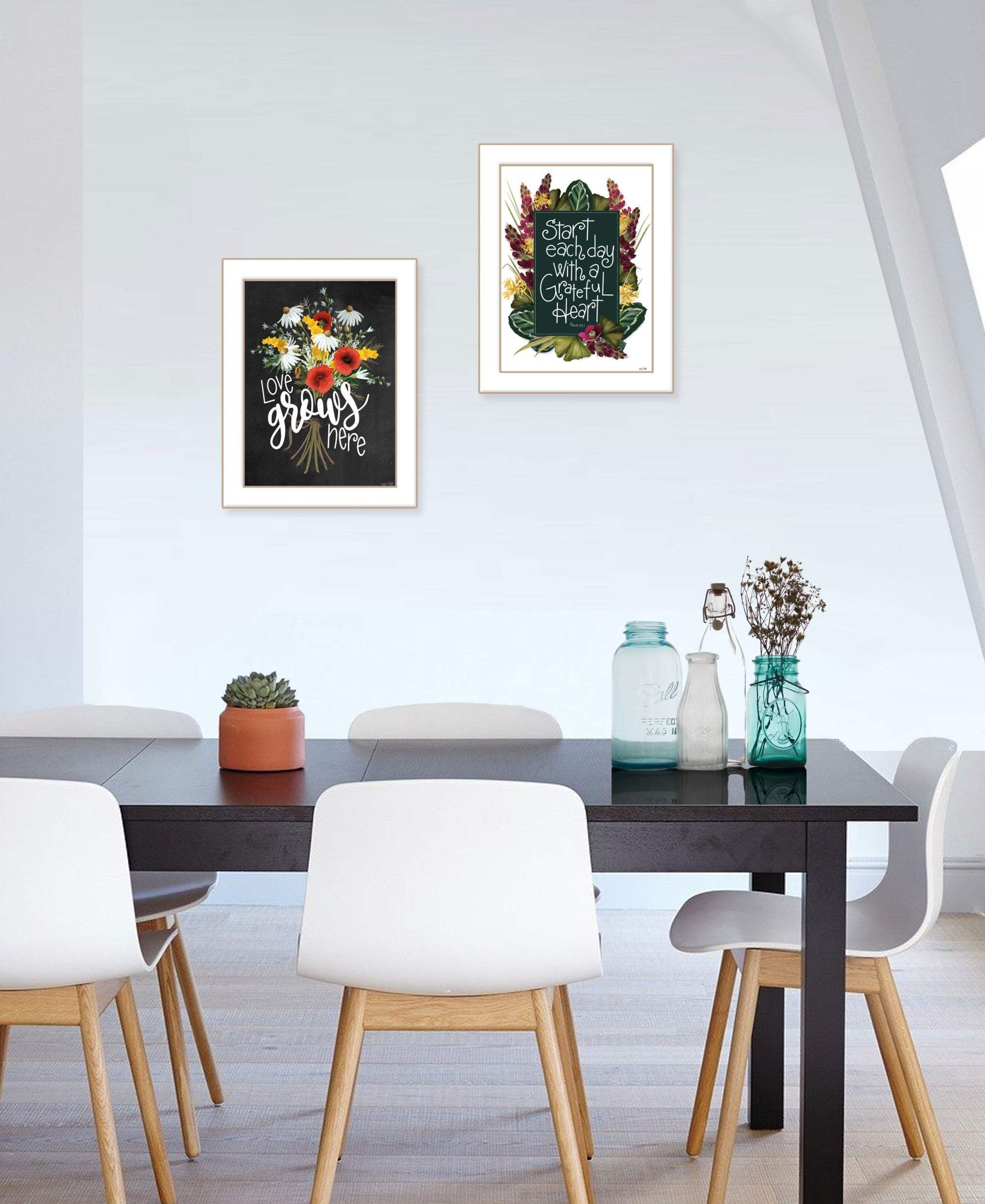 Set Of Two With Grateful Hearts White Framed Print Wall Art - Homeroots - Flyclothing LLC