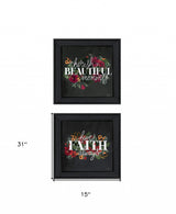 Set Of Two Cherish and Have Faith 1 Black Framed Print Wall Art - Homeroots - Flyclothing LLC