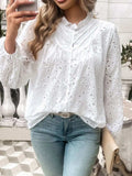 Frill Round Neck Long Sleeve Shirt - Trendsi - Flyclothing LLC