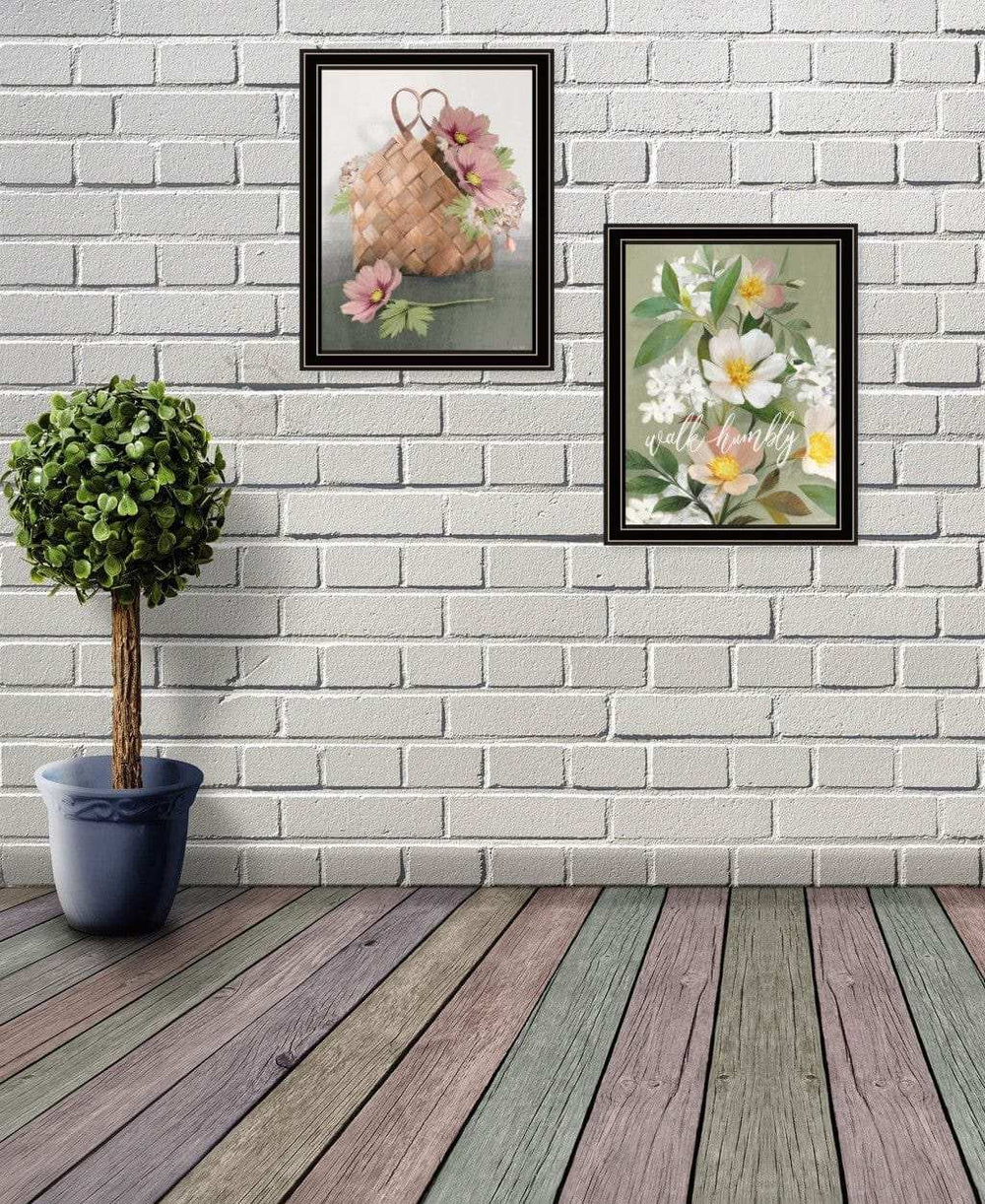 Set Of Two Farmhouse Daisies Black Framed Print Wall Art - Homeroots - Flyclothing LLC