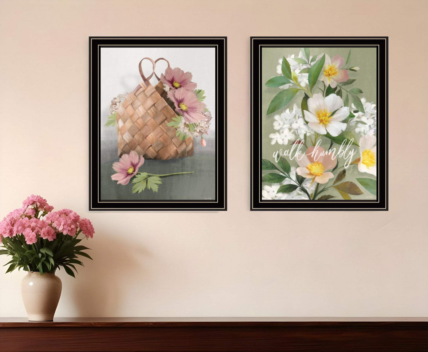 Set Of Two Farmhouse Daisies Black Framed Print Wall Art - Homeroots - Flyclothing LLC