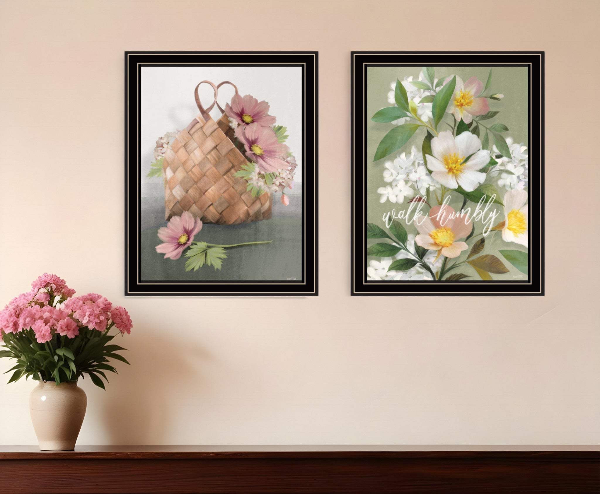 Set Of Two Farmhouse Daisies Black Framed Print Wall Art - Homeroots - Flyclothing LLC