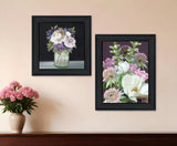 Set Of Two Lilac and Wild Plum Bouquet Black Framed Print Wall Art - Homeroots - Flyclothing LLC