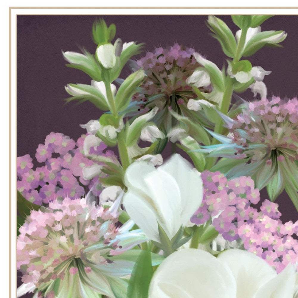 Set Of Two Lilac and Wild Plum Bouquet White Framed Print Wall Art - Homeroots - Flyclothing LLC