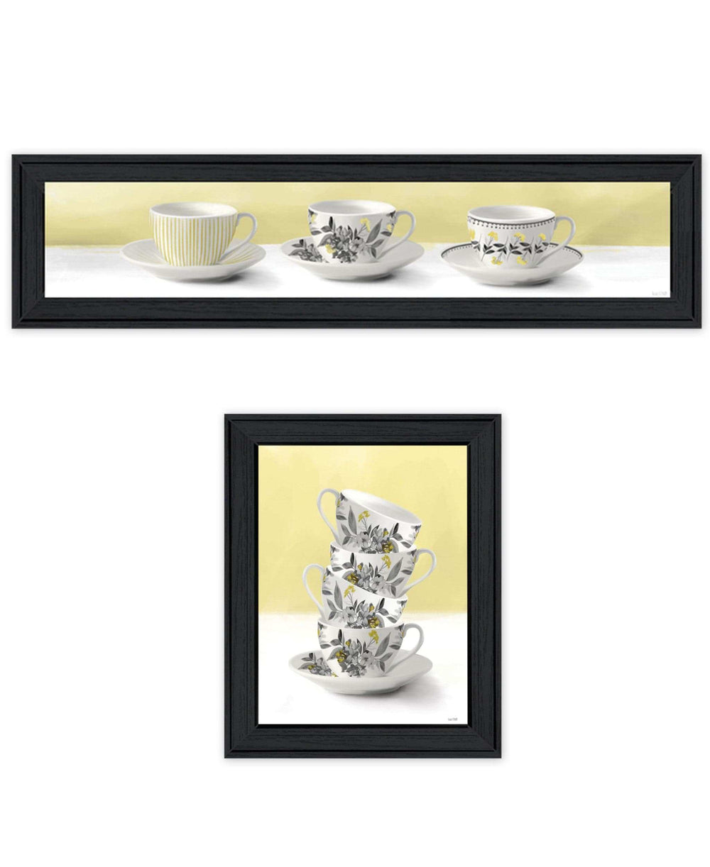 Set Of Two Teacups Black Framed Print Kitchen Wall Art - Homeroots - Flyclothing LLC