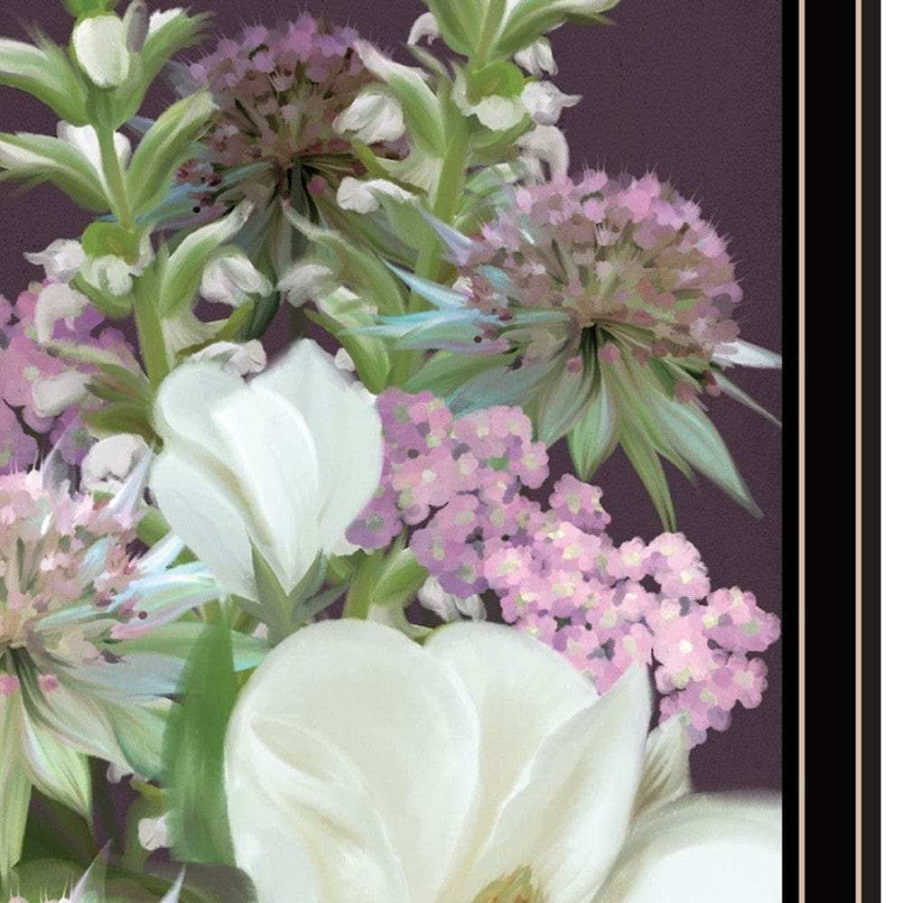 Set Of Two Lilac and Wild Plum Bouquet Black Framed Print Wall Art - Homeroots - Flyclothing LLC