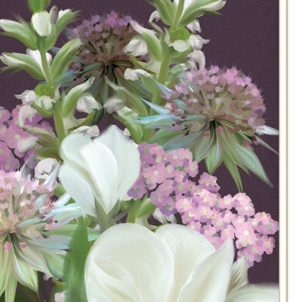 Set Of Two Lilac and Wild Plum Bouquet White Framed Print Wall Art - Homeroots - Flyclothing LLC