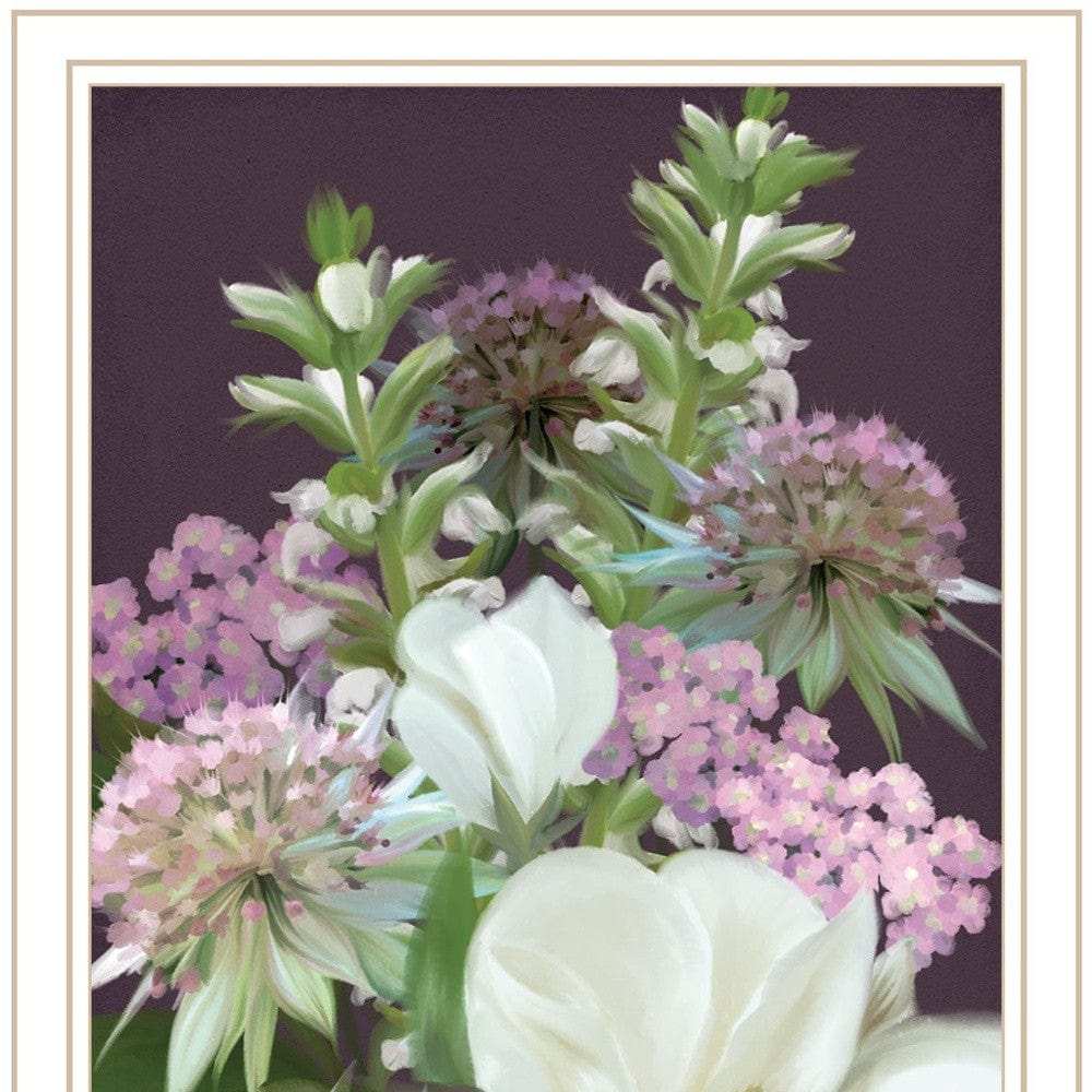 Set Of Two Lilac and Wild Plum Bouquet White Framed Print Wall Art - Homeroots - Flyclothing LLC