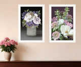 Set Of Two Lilac and Wild Plum Bouquet White Framed Print Wall Art - Homeroots - Flyclothing LLC