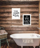 Set Of Two Clean or Shower Together White Framed Print Bathroom Wall Art - Homeroots - Flyclothing LLC