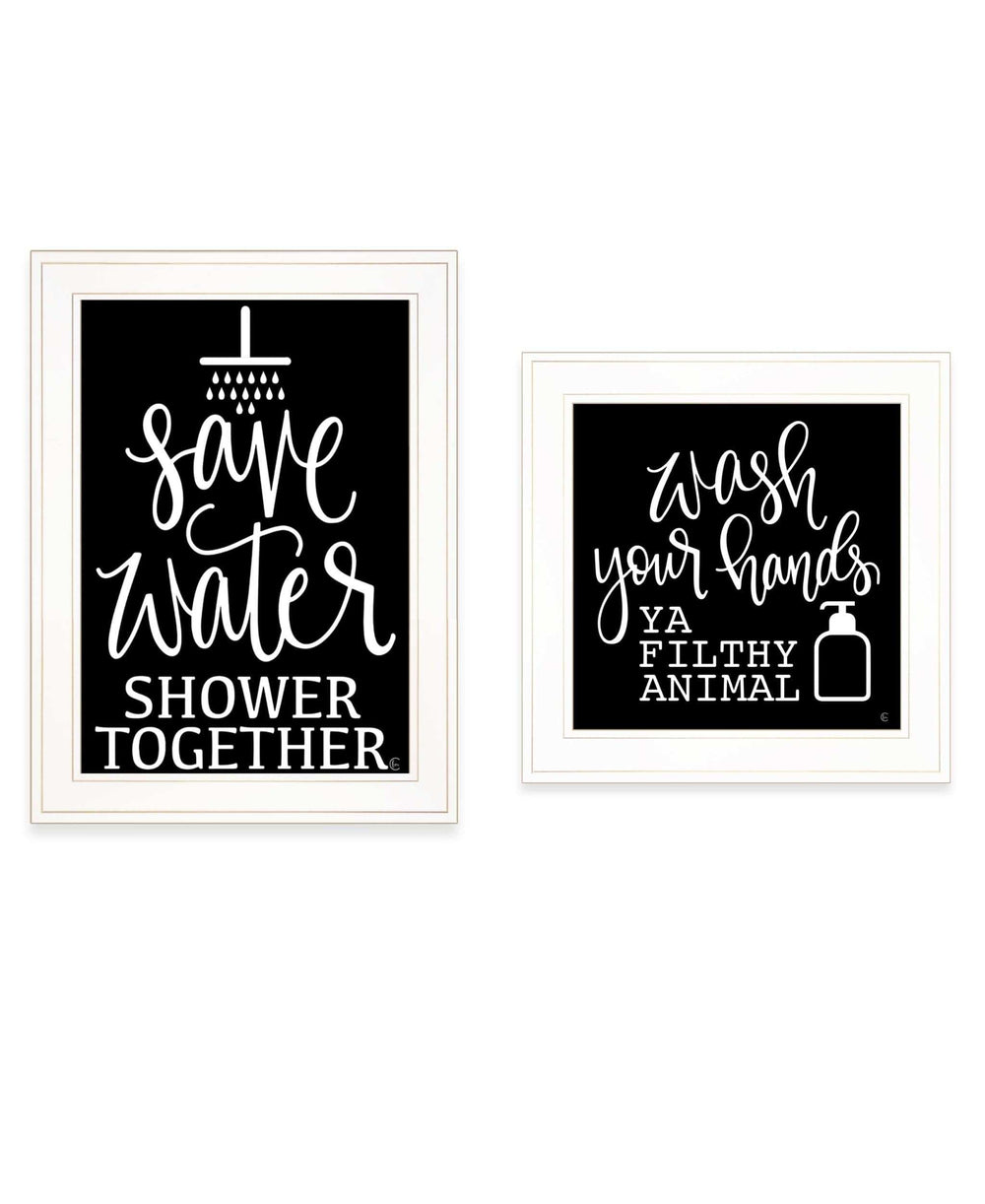 Set Of Two Wash Up White Framed Print Bathroom Wall Art - Homeroots - Flyclothing LLC