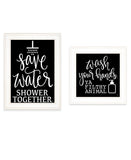 Set Of Two Wash Up White Framed Print Bathroom Wall Art - Homeroots