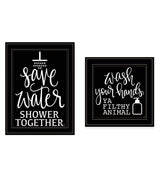 Set Of Two Wash Up Black Framed Print Bathroom Wall Art - Homeroots - Flyclothing LLC
