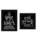 Set Of Two Wash Up Black Framed Print Bathroom Wall Art - Homeroots