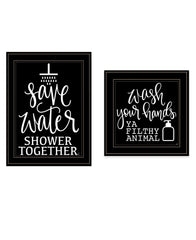 Set Of Two Wash Up Black Framed Print Bathroom Wall Art
