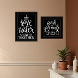 Set Of Two Wash Up Black Framed Print Bathroom Wall Art - Homeroots
