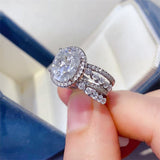 3 Carat Moissanite 925 Sterling Silver Layered Ring - Trendsi