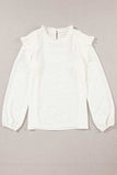Frill Mock Neck Ruffled Balloon Sleeve Blouse - Trendsi - Flyclothing LLC