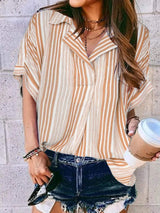 Full Size Collared Neck Half Sleeve Shirt Plus Size - Trendsi - Flyclothing LLC