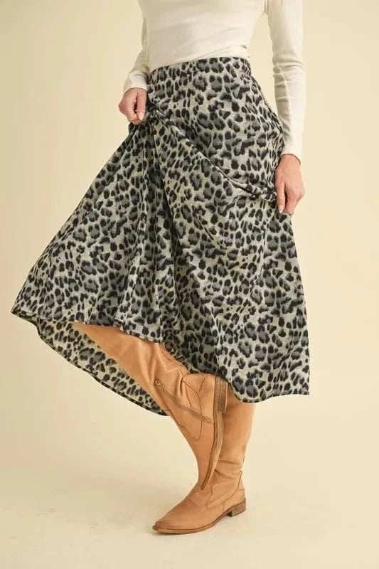 Aemi+Co Leopard Midi Skirt - Trendsi - Flyclothing LLC