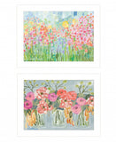 Set Of Two Garden Flowers II 1 White Framed Print Wall Art - Homeroots