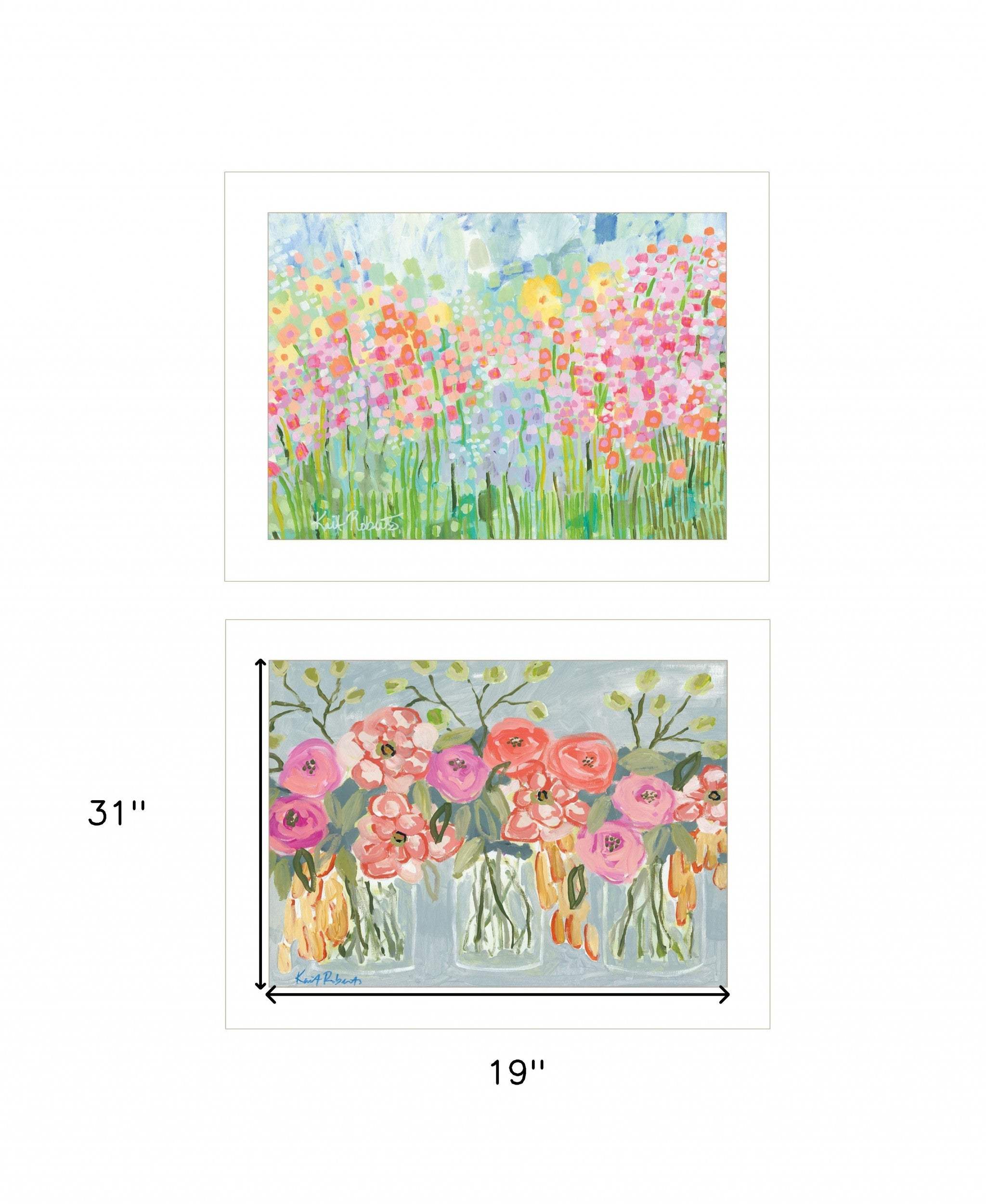 Set Of Two Garden Flowers II 1 White Framed Print Wall Art - Homeroots - Flyclothing LLC