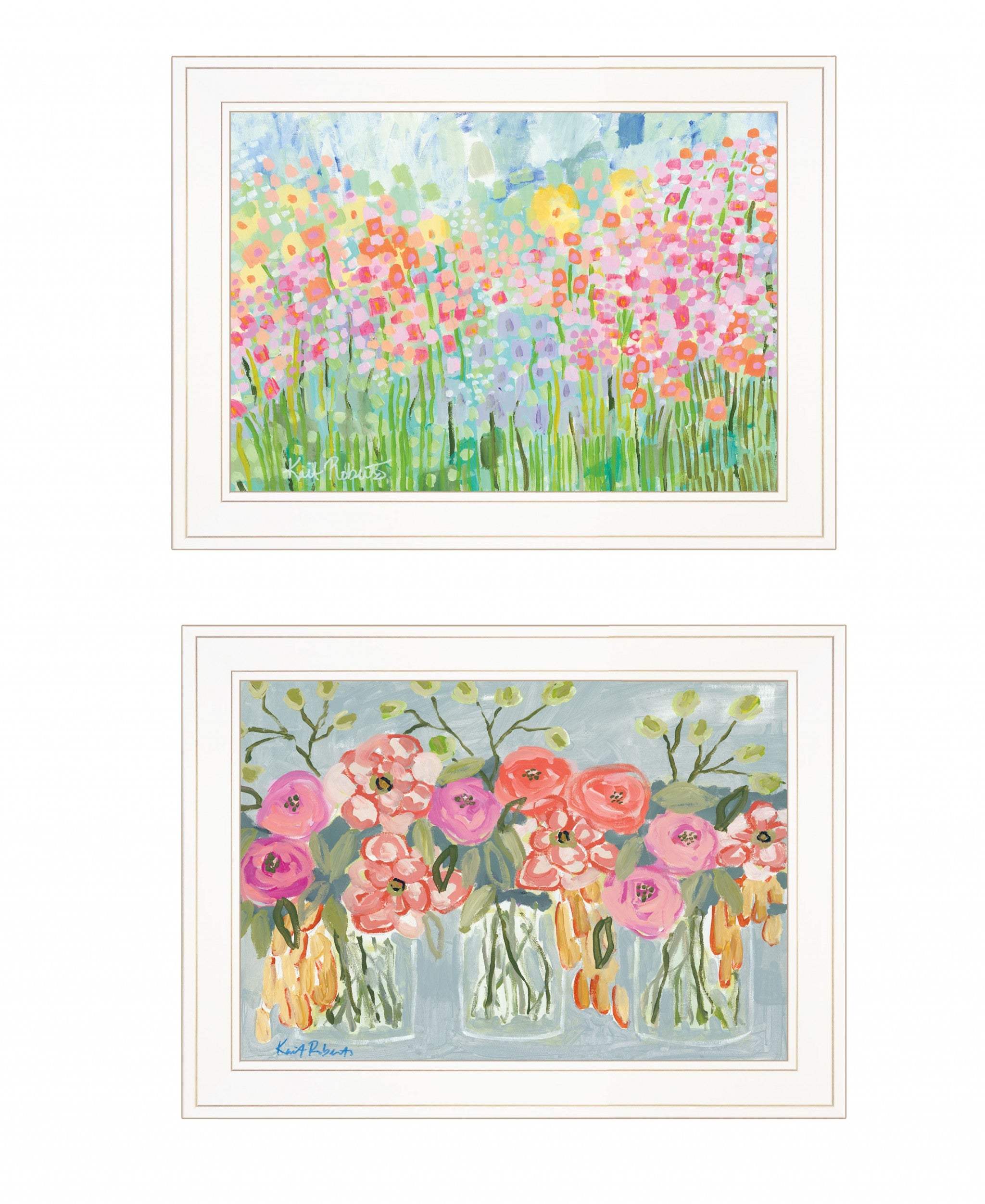 Set Of Two Garden Flowers II 2 White Framed Print Wall Art - Homeroots - Flyclothing LLC
