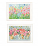 Set Of Two Garden Flowers II 2 White Framed Print Wall Art - Homeroots