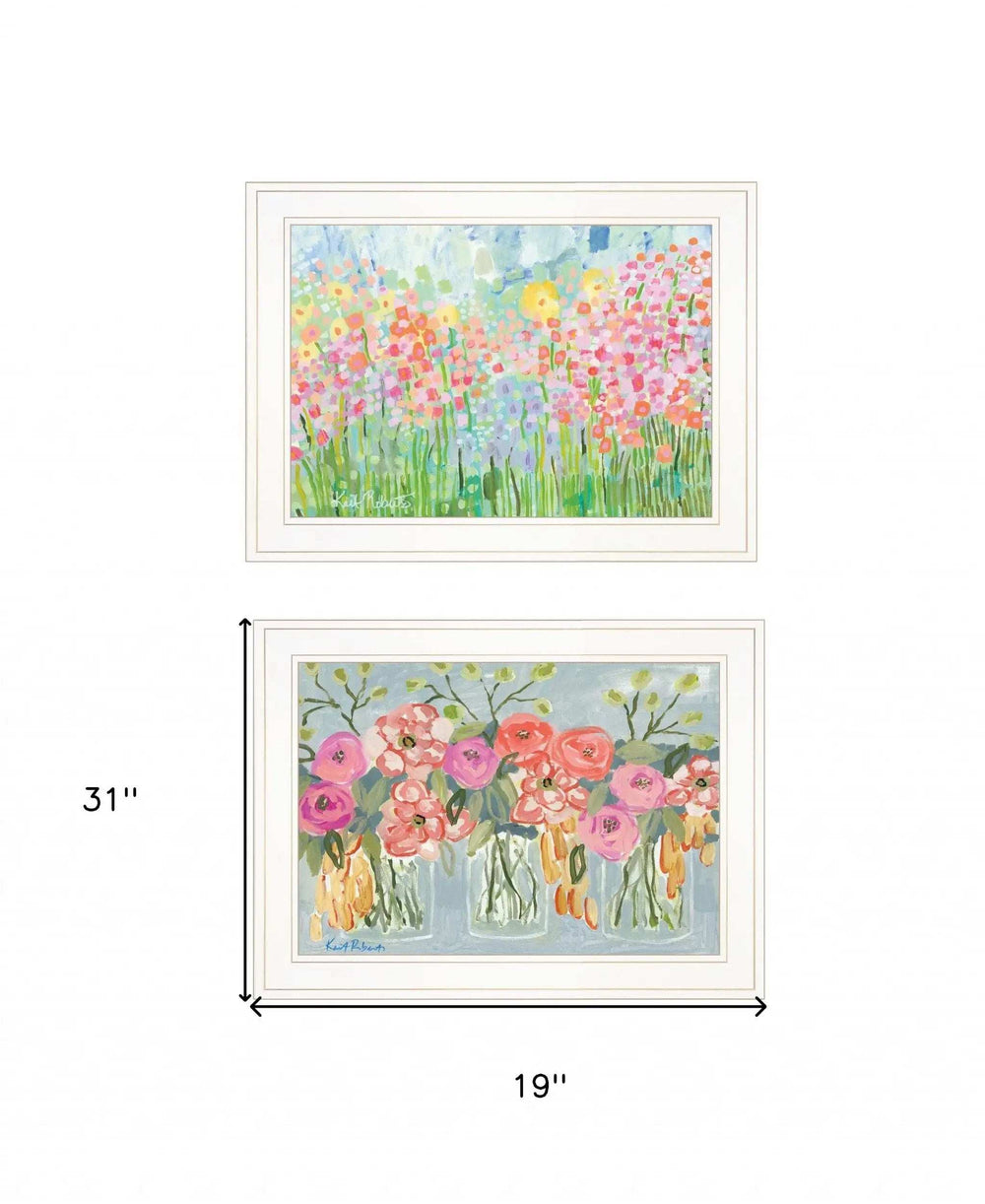 Set Of Two Garden Flowers II 2 White Framed Print Wall Art - Homeroots - Flyclothing LLC