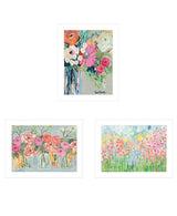 Set Of Three Garden Flowers White Framed Print Wall Art - Homeroots - Flyclothing LLC