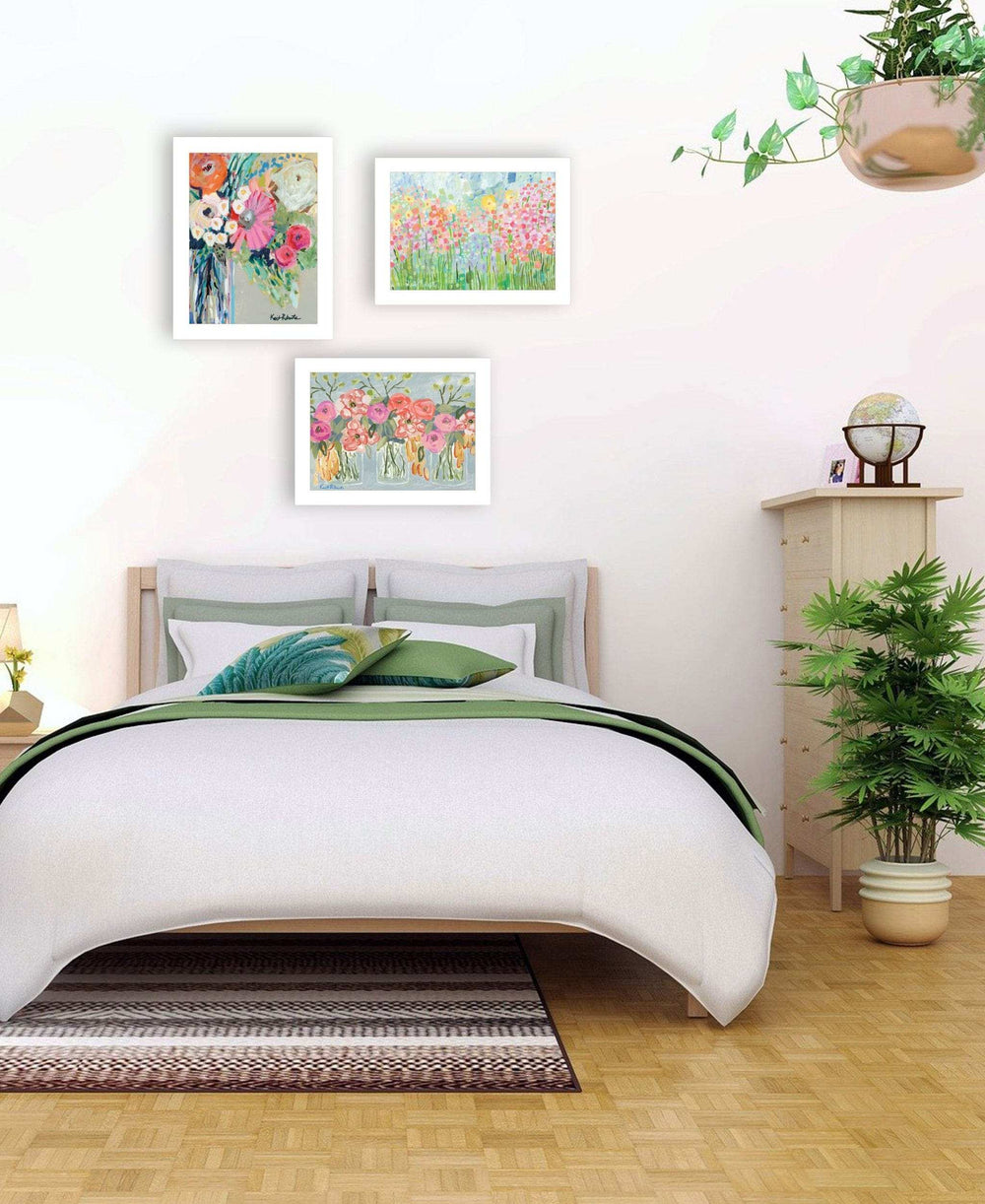 Set Of Three Garden Flowers White Framed Print Wall Art - Homeroots - Flyclothing LLC