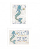 Set Of Two Two Mermaids 1 White Framed Print Wall Art - Homeroots