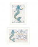Set Of Two Two Mermaids 2 White Framed Print Wall Art - Homeroots